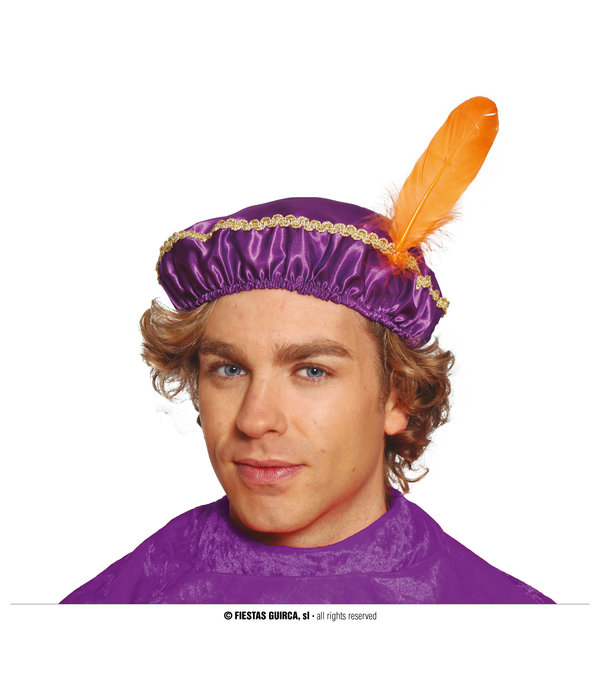 Paarse Pietenmuts met veer