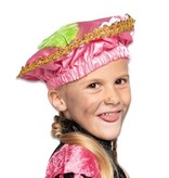 Pietbaret satijn roze met veer