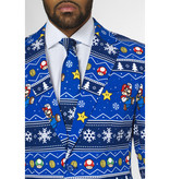 Oppostuits Maatpak Heren Kerst Super Mario Blauw
