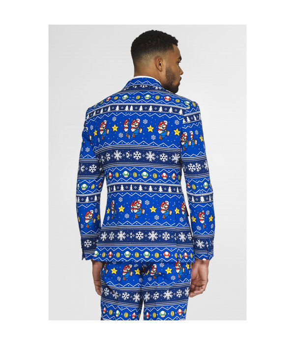 Oppostuits Maatpak Heren Kerst Super Mario Blauw