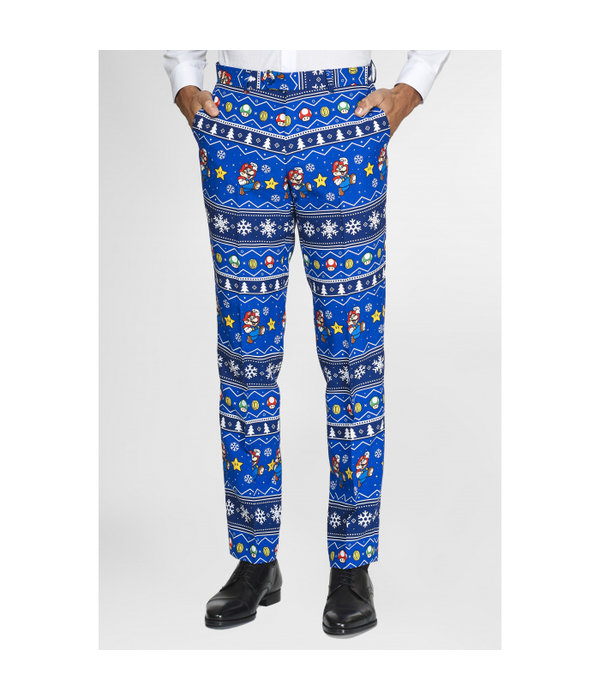 Oppostuits Maatpak Heren Kerst Super Mario Blauw
