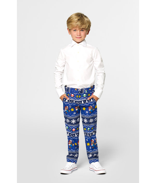 Opposuits Maatpak Jongens Kerst Super Mario Blauw