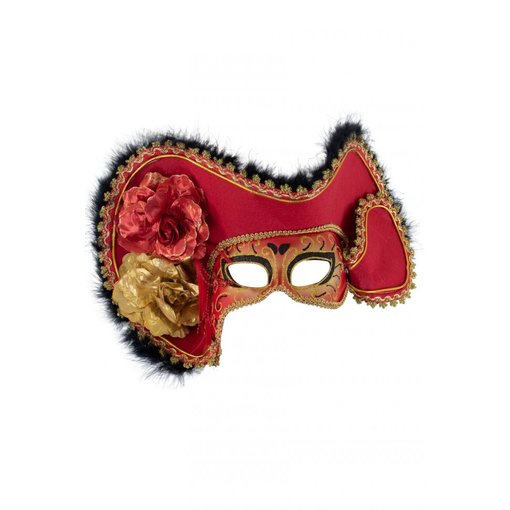 Oogmasker dames venetie rood met hoed