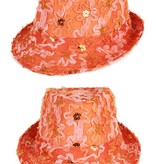 Gangsterhoedje ruche + pailletten oranje