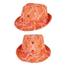 Gangsterhoedje ruche + pailletten oranje