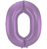 Folieballon Paars Metallic Mat Cijfer 0  - 86 cm