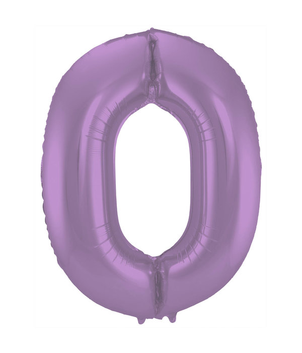 Folieballon Paars Metallic Mat Cijfer 0  - 86 cm