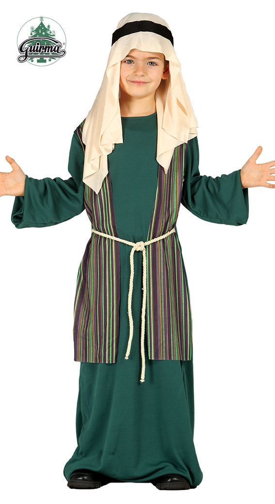 Guirma - Middeleeuwen & Renaissance Kostuum - Herder Uit Jeruzalem Groen - Jongen - Groen - 10 - 12 jaar - Kerst - Verkleedkleding