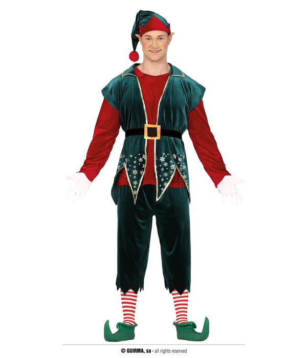 Kerst Elf Kostuum Fluweel Heren