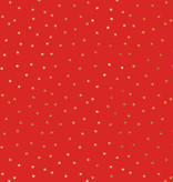 Inpakpapier Rood met Gouden Metallic sterren