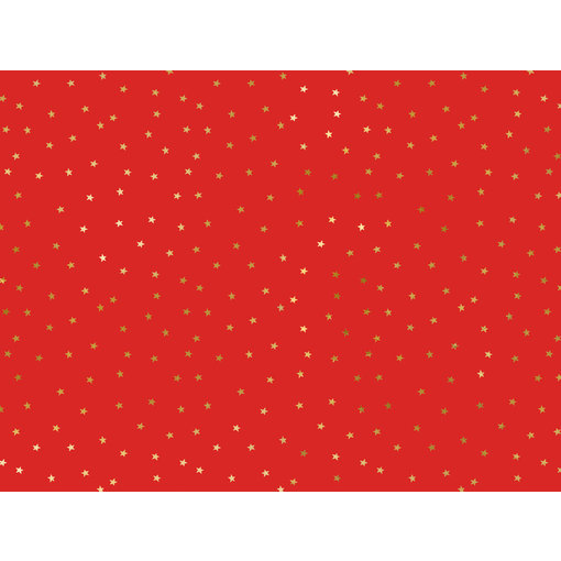 Inpakpapier Rood met Gouden Metallic sterren
