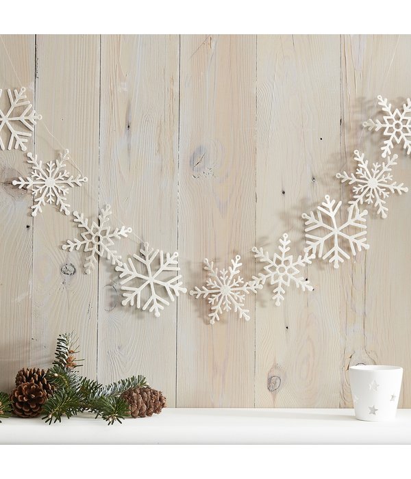 Sneeuwvlokken Slinger Wit Glitter (2 mtr)