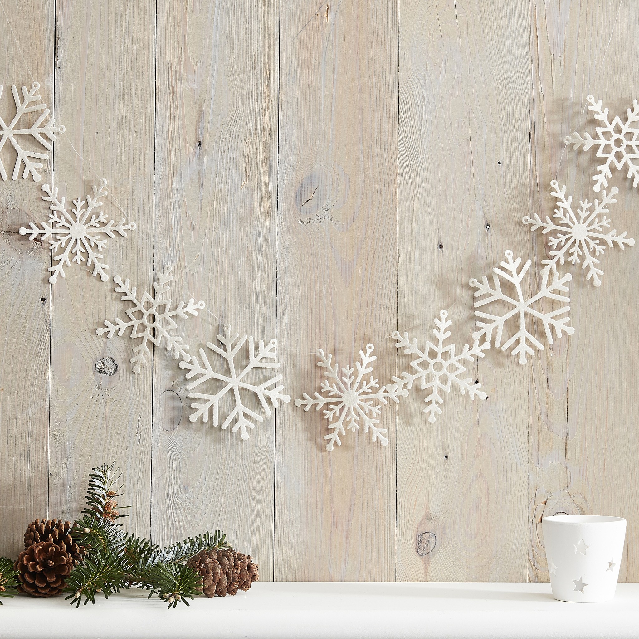 Sneeuwvlokken Slinger Wit Glitter (2 mtr)