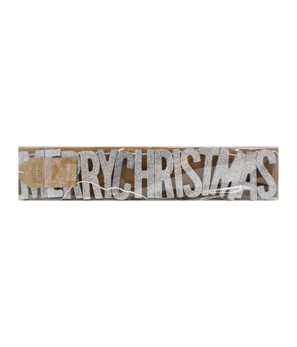 Houten Glitter Slinger Merry Christmas (70cm)