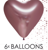 Hartjesballonnen Chrome Rosegoud 30cm (6st)