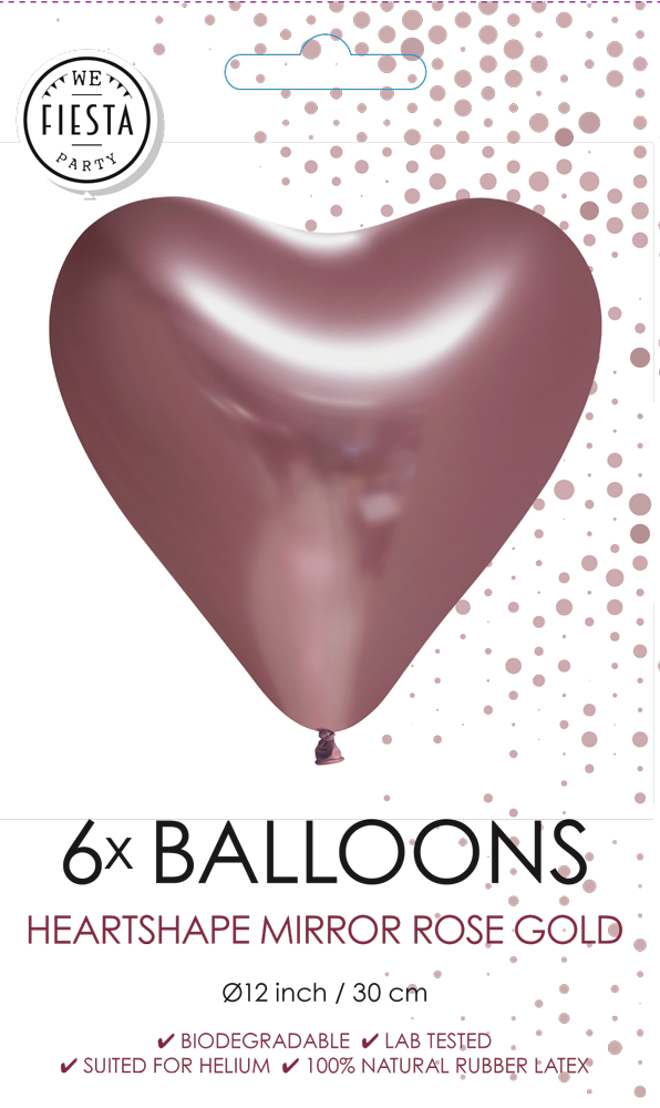 Hartjesballonnen Chrome Rosegoud 30cm (6st) afbeelding