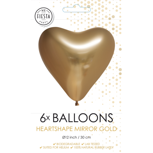 Hartjesballonnen Chrome Goud 30cm (6st)