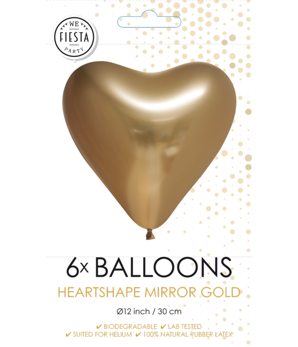 Hartjesballonnen Chrome Goud 30cm (6st)