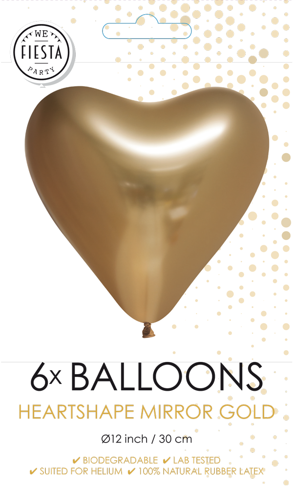 Hartjesballonnen Chrome Goud 30cm (6st)