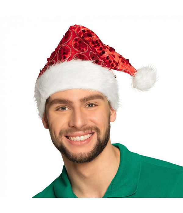 Kerstmuts Dangling Rood Pailletten