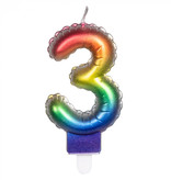 Kaarsje Regenboog Cijfer 3