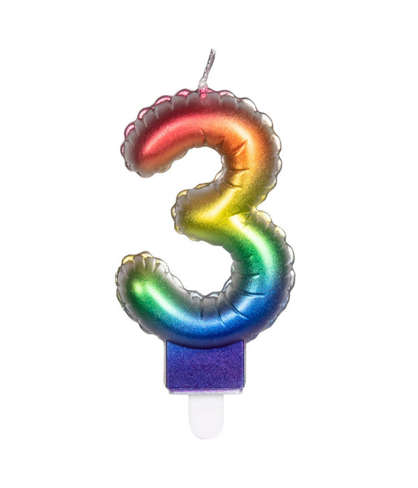 Kaarsje Regenboog Cijfer 3