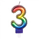 Kaarsje Regenboog Cijfer 3