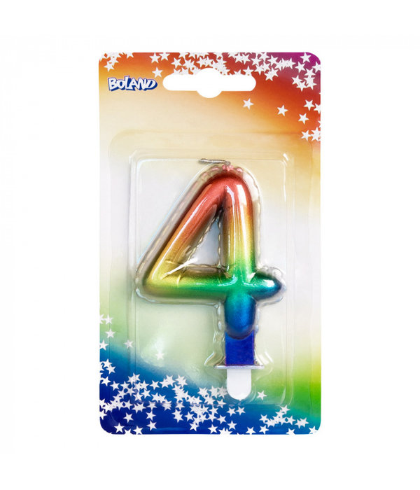 Kaarsje Regenboog Cijfer 4