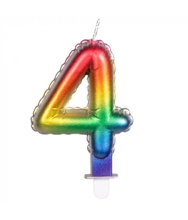 Kaarsje Regenboog Cijfer 4