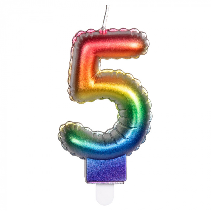 Kaarsje Regenboog Cijfer 5 afbeelding