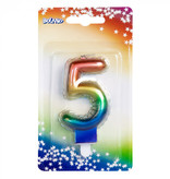 Kaarsje Regenboog Cijfer 5