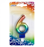 Kaarsje Regenboog Cijfer 6