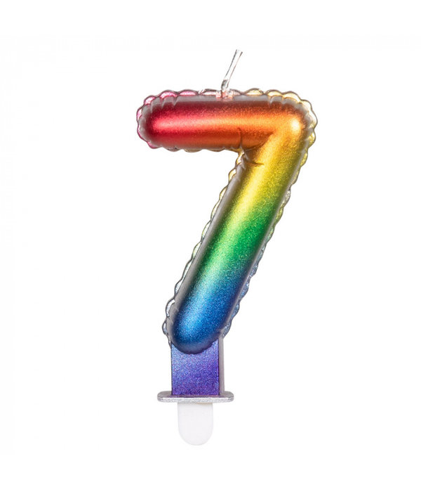 Kaarsje Regenboog Cijfer 7
