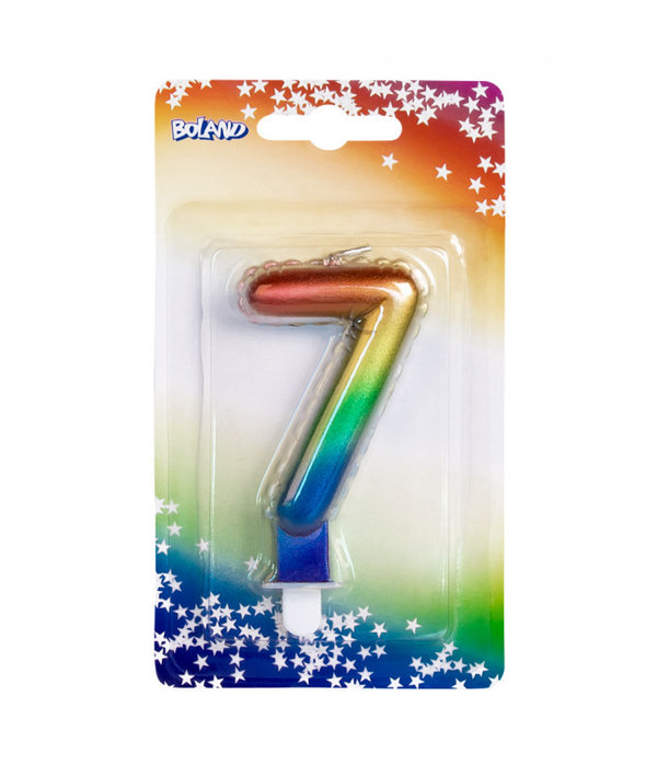 Kaarsje Regenboog Cijfer 7
