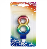 Kaarsje Regenboog Cijfer 8