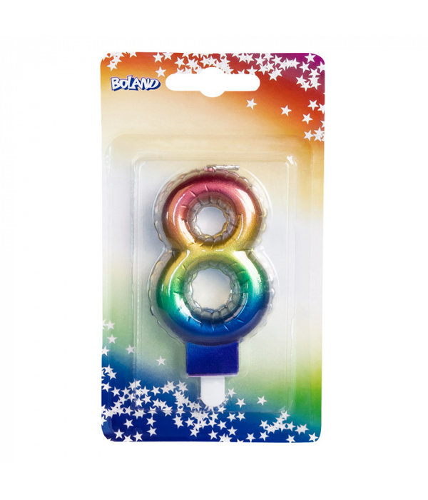 Kaarsje Regenboog Cijfer 8