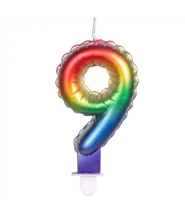 Kaarsje Regenboog Cijfer 9