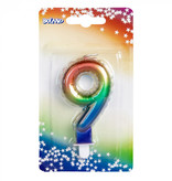 Kaarsje Regenboog Cijfer 9