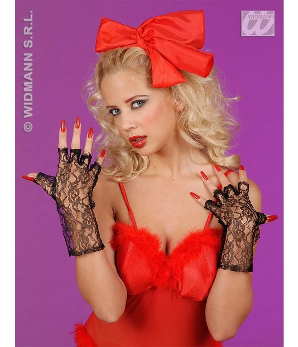 Zwarte vingerloze handschoenen 25cm