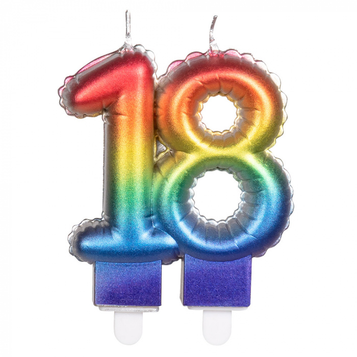 Kaarsje Regenboog Cijfer 18 afbeelding