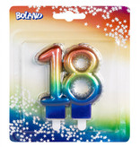 Kaarsje Regenboog Cijfer 18