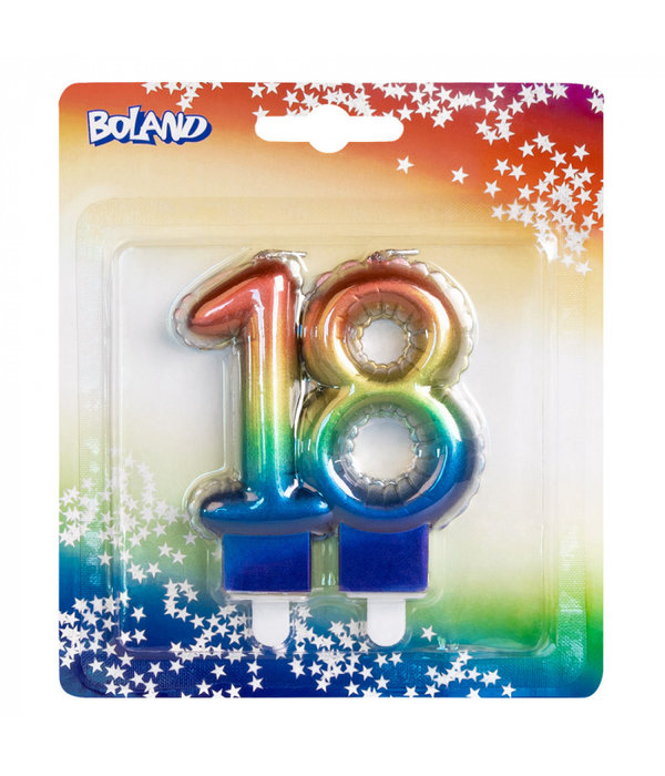 Kaarsje Regenboog Cijfer 18