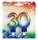 Kaarsje Regenboog Cijfer 30