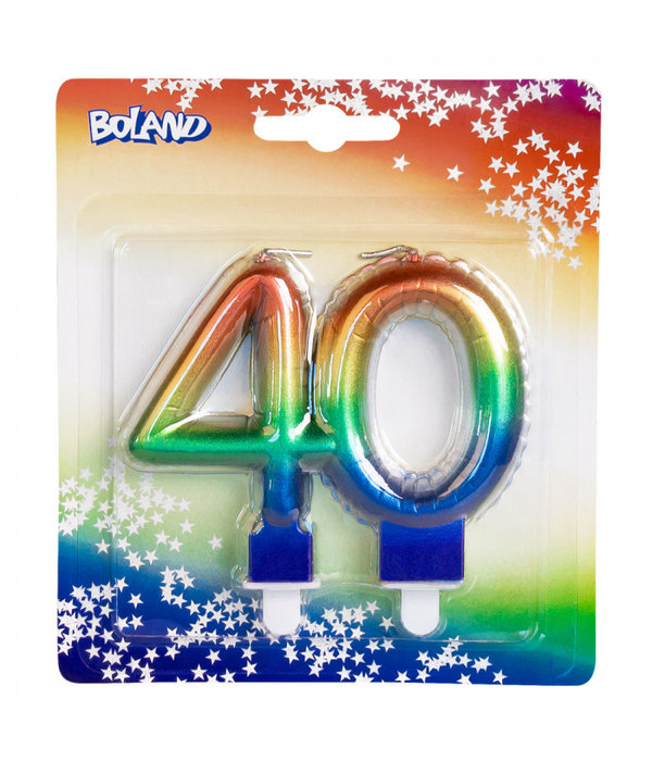 Kaarsje Regenboog Cijfer 40