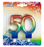 Kaarsje Regenboog Cijfer 50