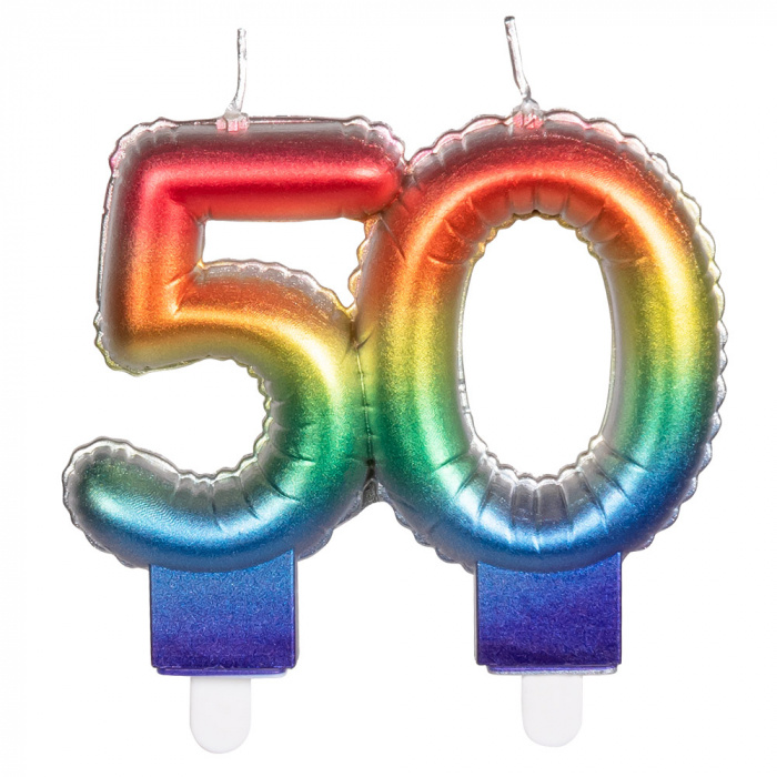 Kaarsje Regenboog Cijfer 50 afbeelding