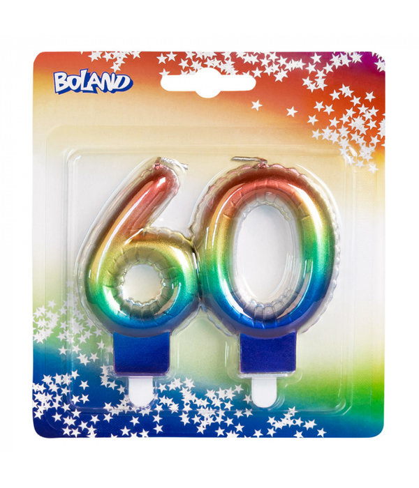 Kaarsje Regenboog Cijfer 60