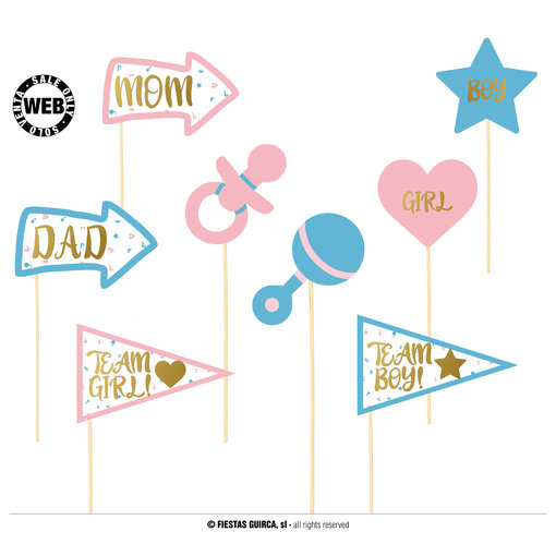 Photo Booth Props Team Boy/Team Girl (8st)