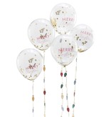 Confetti Ballonnen 'Merry Christmas' (5st)