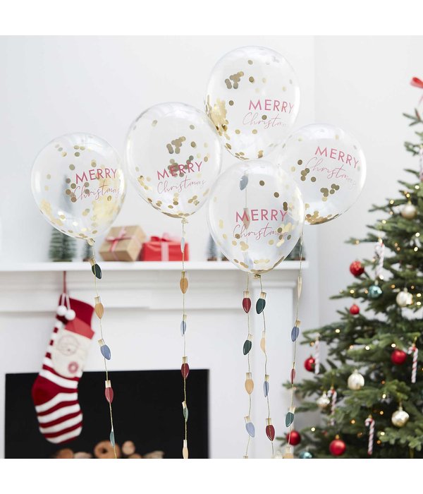 Confetti Ballonnen 'Merry Christmas' (5st)
